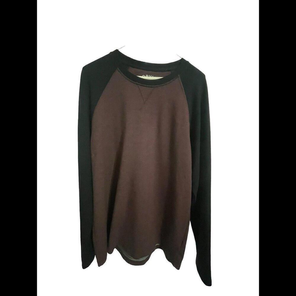 Orvis T-Shirt Mens Medium Red/Gray Long Sleeve Tee Cotton Crew Neck Sweater mt23